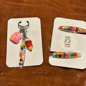 Colorful Keychain and Hair Clips Set